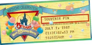 Disney World 15th Celebration prize ticket.